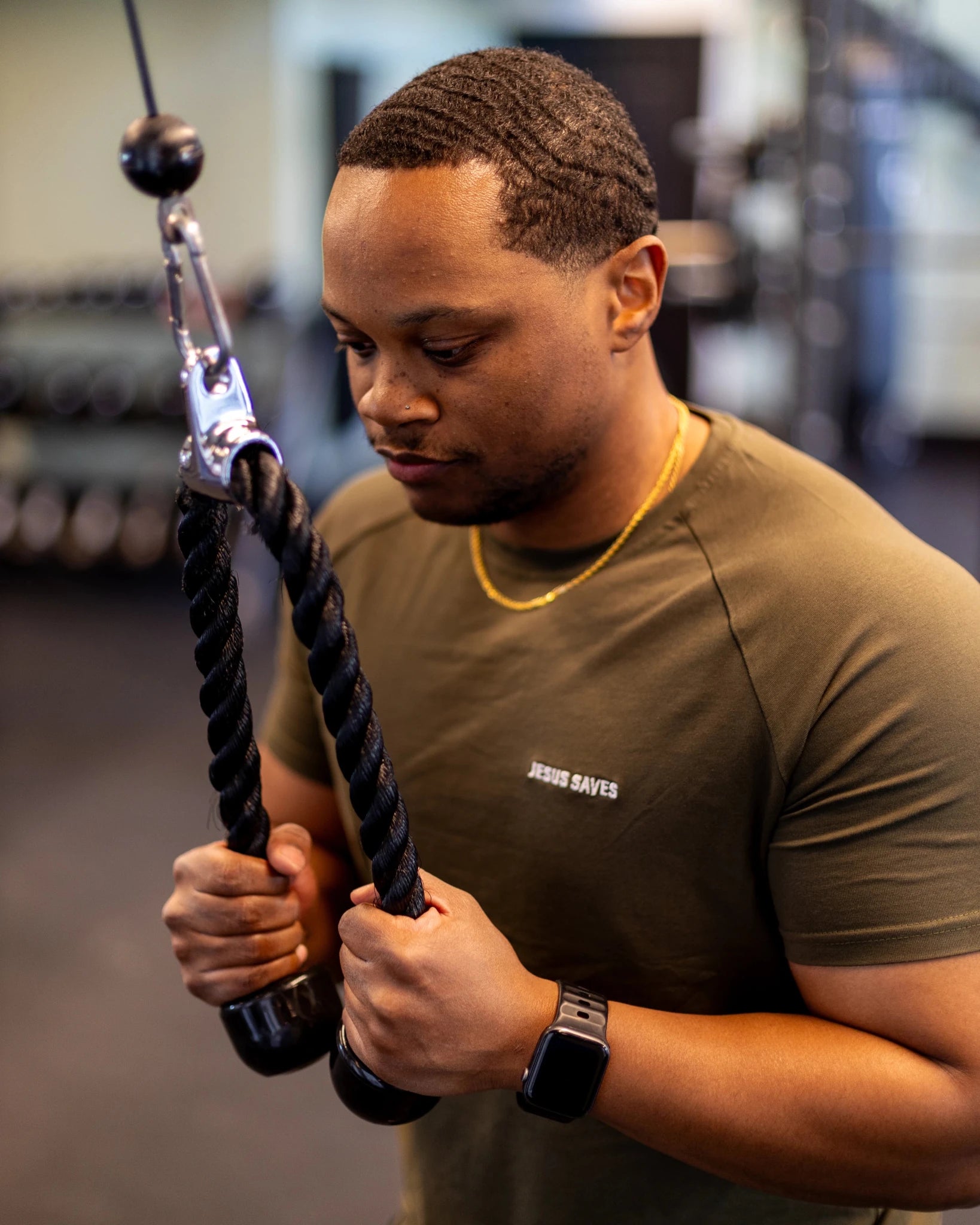 Olive Green Jesus Saves Active T-Shirt - Walk In Faith Clothing