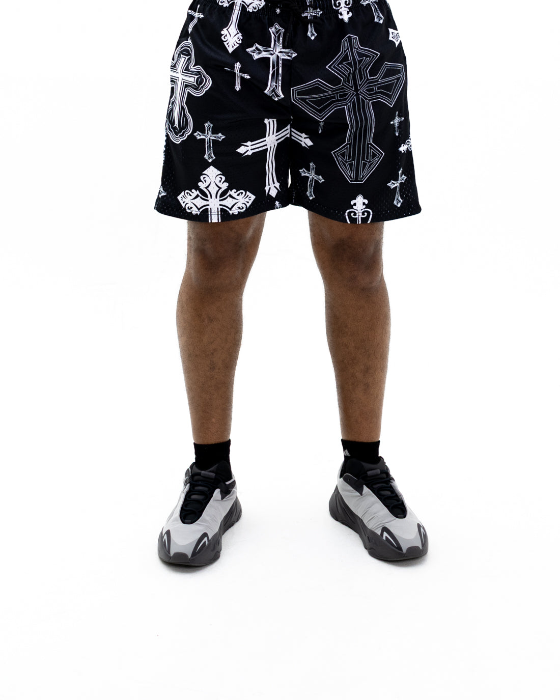 Black Covered In Crosses Unisex Shorts