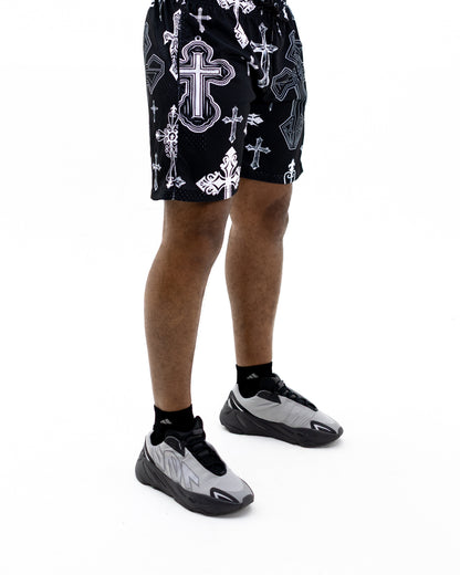 Black Covered In Crosses Unisex Shorts