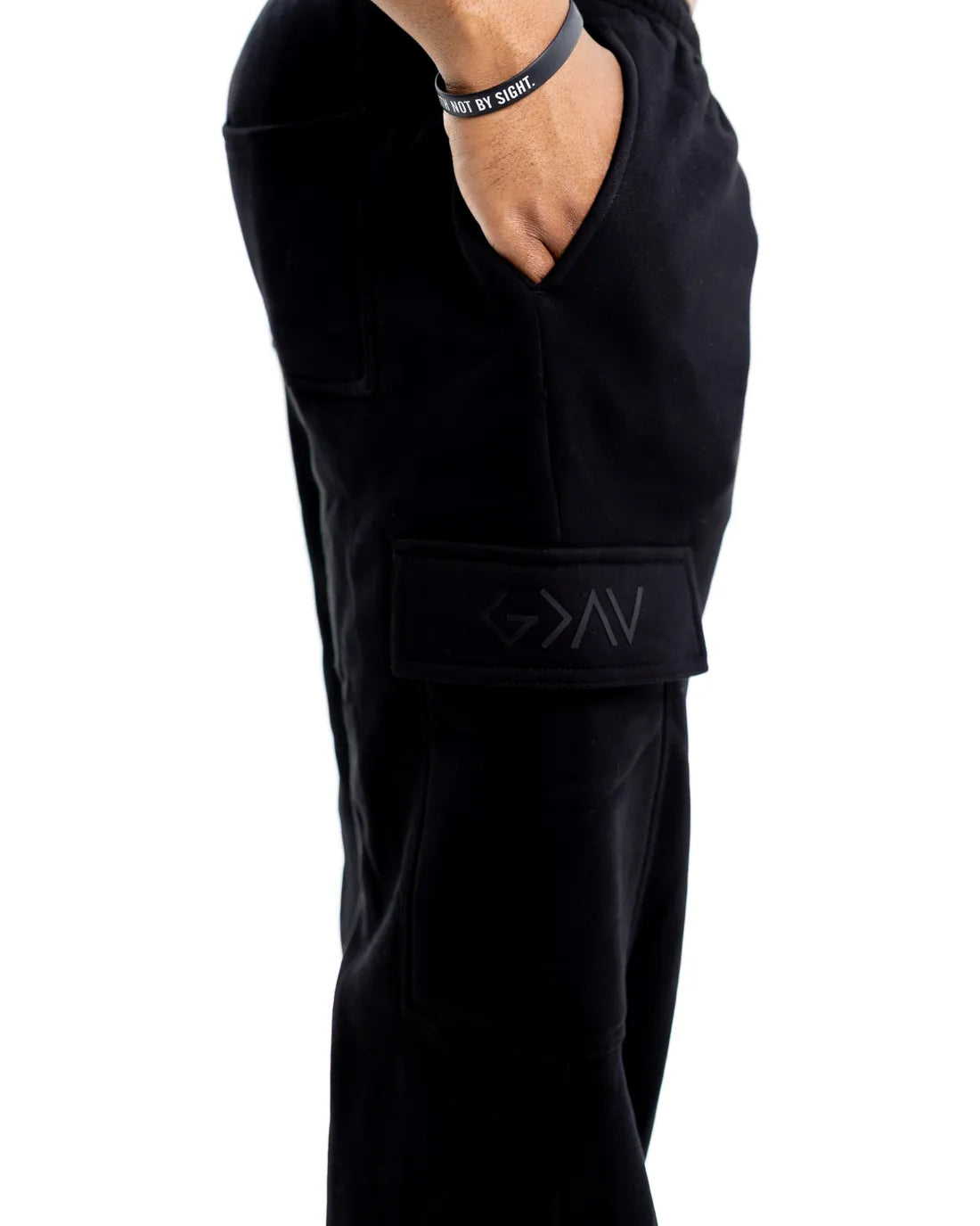 Closer Side View Of Black God Is Greater Than The Highs &amp; Lows Christian Sweat Pants