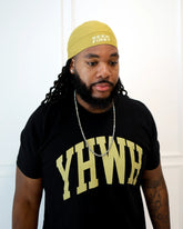 Photo Of Model Wearing YHWH Christian T-Shirt