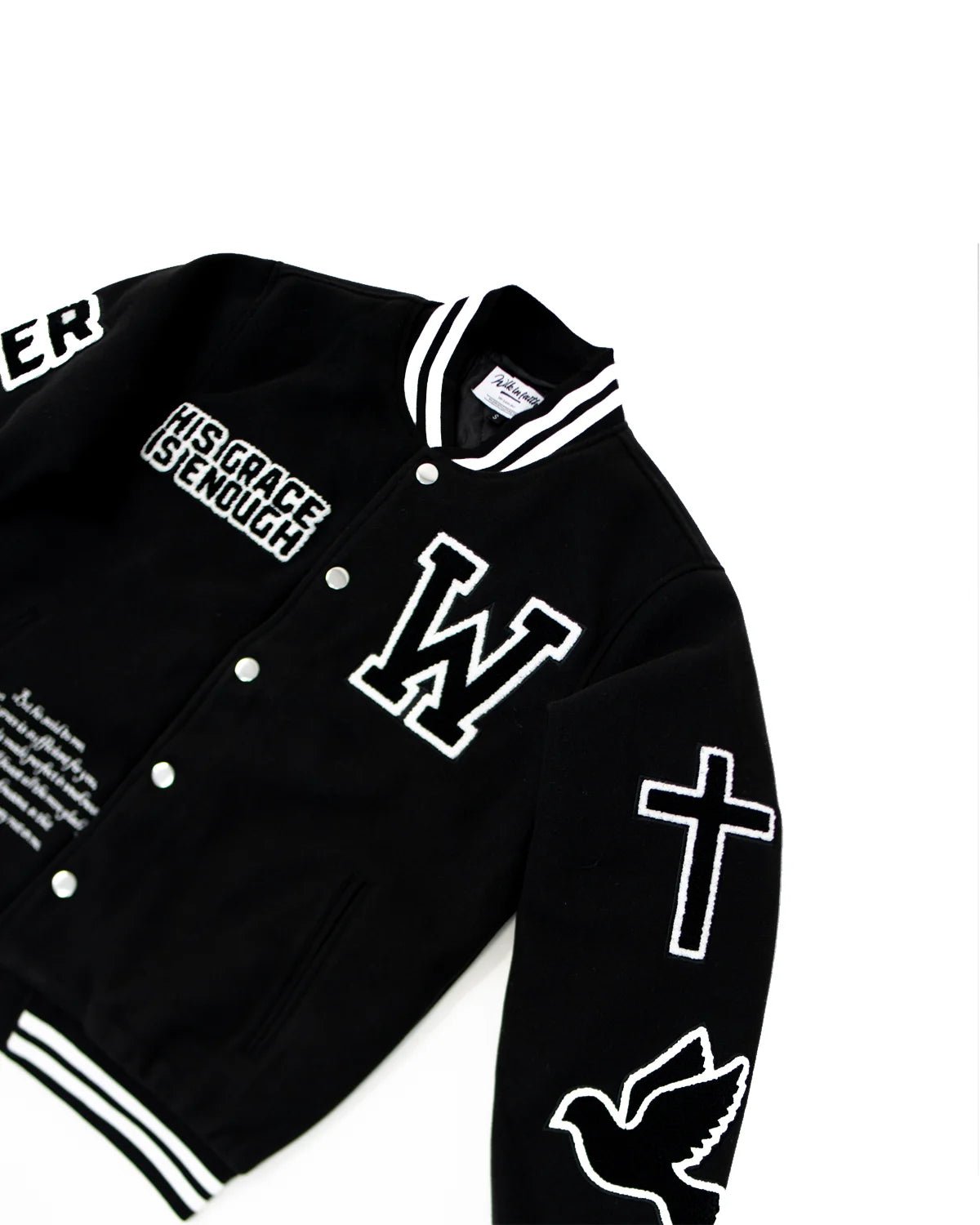 Black Believer Varsity Unisex Jacket - Walk In Faith Clothing