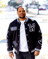 Black Believer Varsity Unisex Jacket - Walk In Faith Clothing