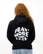 Black Pray More Worry Less Unisex Hoodie - Walk In Faith Clothing