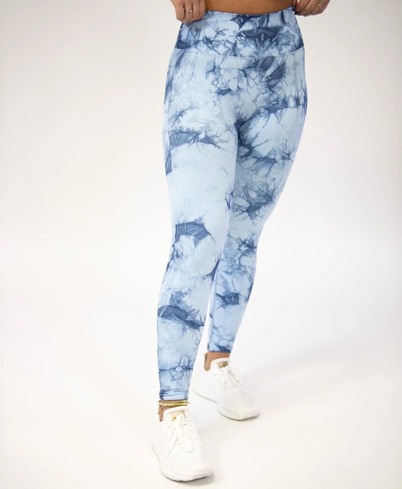 Blue Tie Dye HVN Leggings - Walk In Faith Clothing