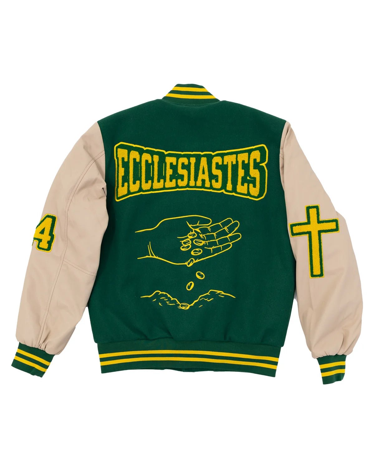 Green Ecclesiastes Varsity Unisex Jacket - Walk In Faith Clothing