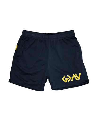 Navy God Is Greater Than The Highs And Lows Unisex Shorts - Walk In Faith Clothing