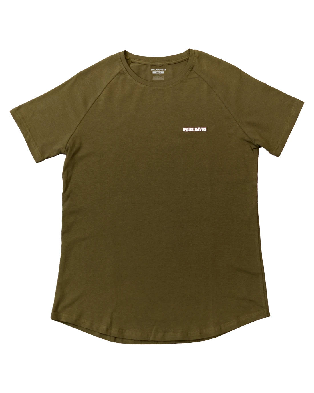 Olive Green Jesus Saves Active T-Shirt - Walk In Faith Clothing