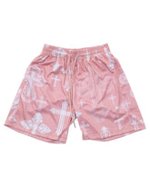 Pink Covered In Crosses Unisex Shorts - Walk In Faith Clothing