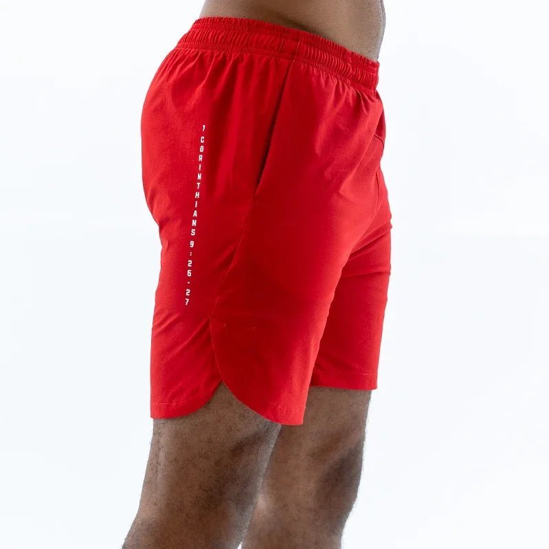 Red Corinthians Unisex Shorts - Walk In Faith Clothing