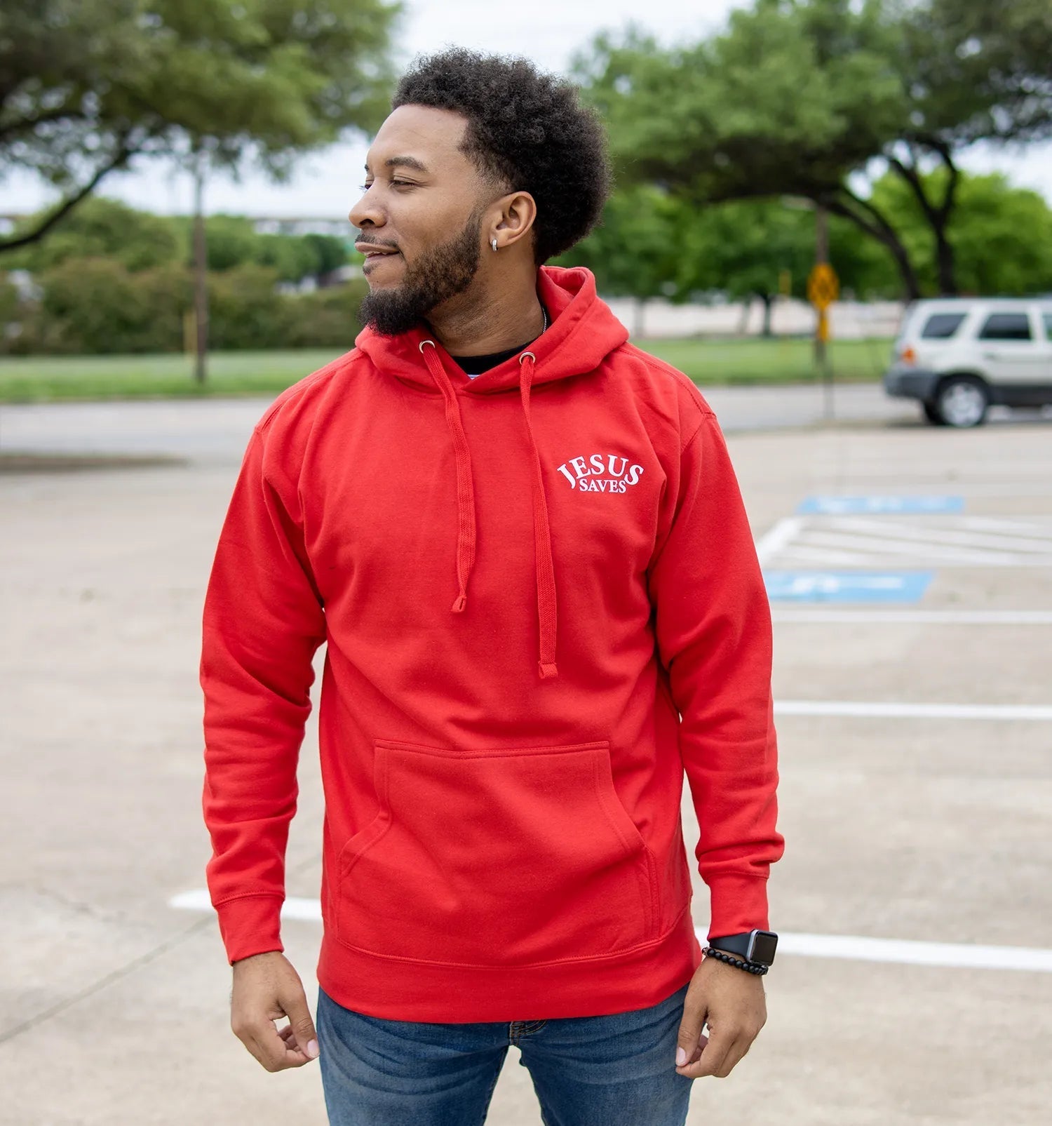 Red Jesus Saves Unisex Hoodie - Walk In Faith Clothing