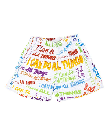 White I Can Do All Things Unisex Shorts - Walk In Faith Clothing