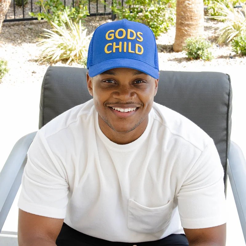 Blue Gods Child Trucker Hat - Walk In Faith Clothing