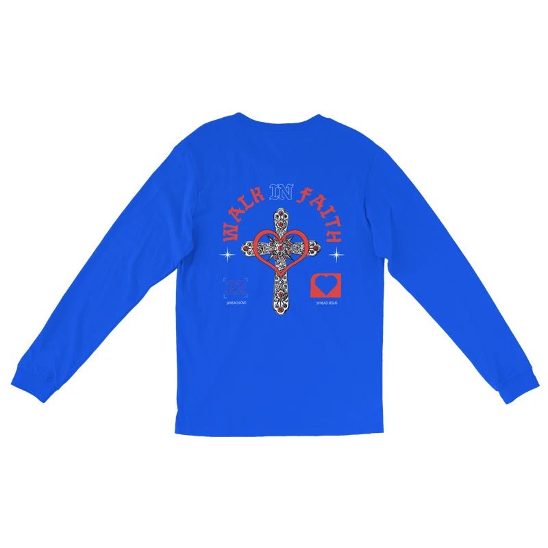 Blue Spread Love Long Sleeve Unisex T-Shirt - Walk In Faith Clothing