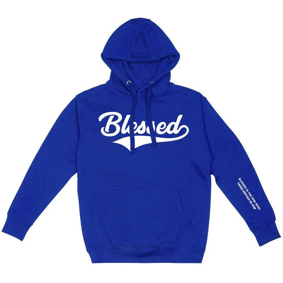 Blue & White Blessed Unisex Hoodie - Walk In Faith Clothing