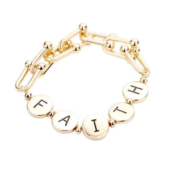 Gold Faith Charm Bracelet - Walk In Faith Clothing