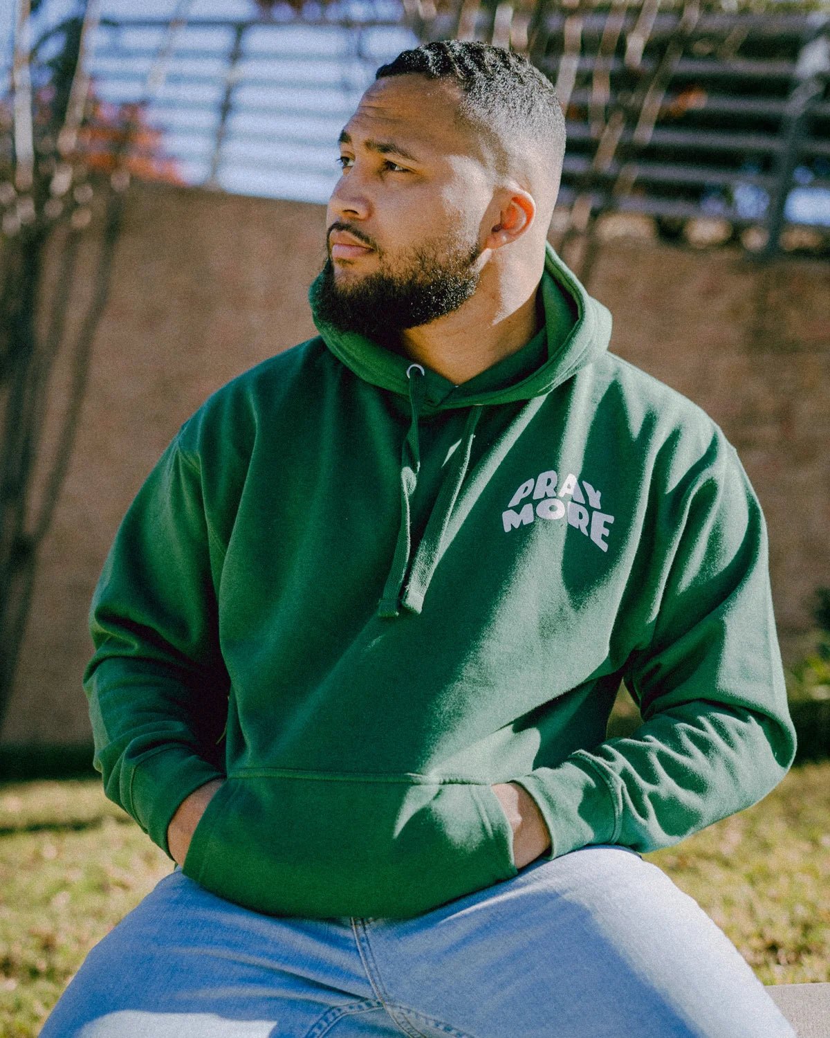 Green Pray More Worry Less Unisex Christian Hoodie | Walk In Faith Clothing