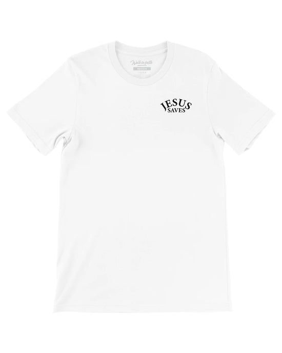 White Jesus Saves Unisex T-Shirt - Walk In Faith Clothing